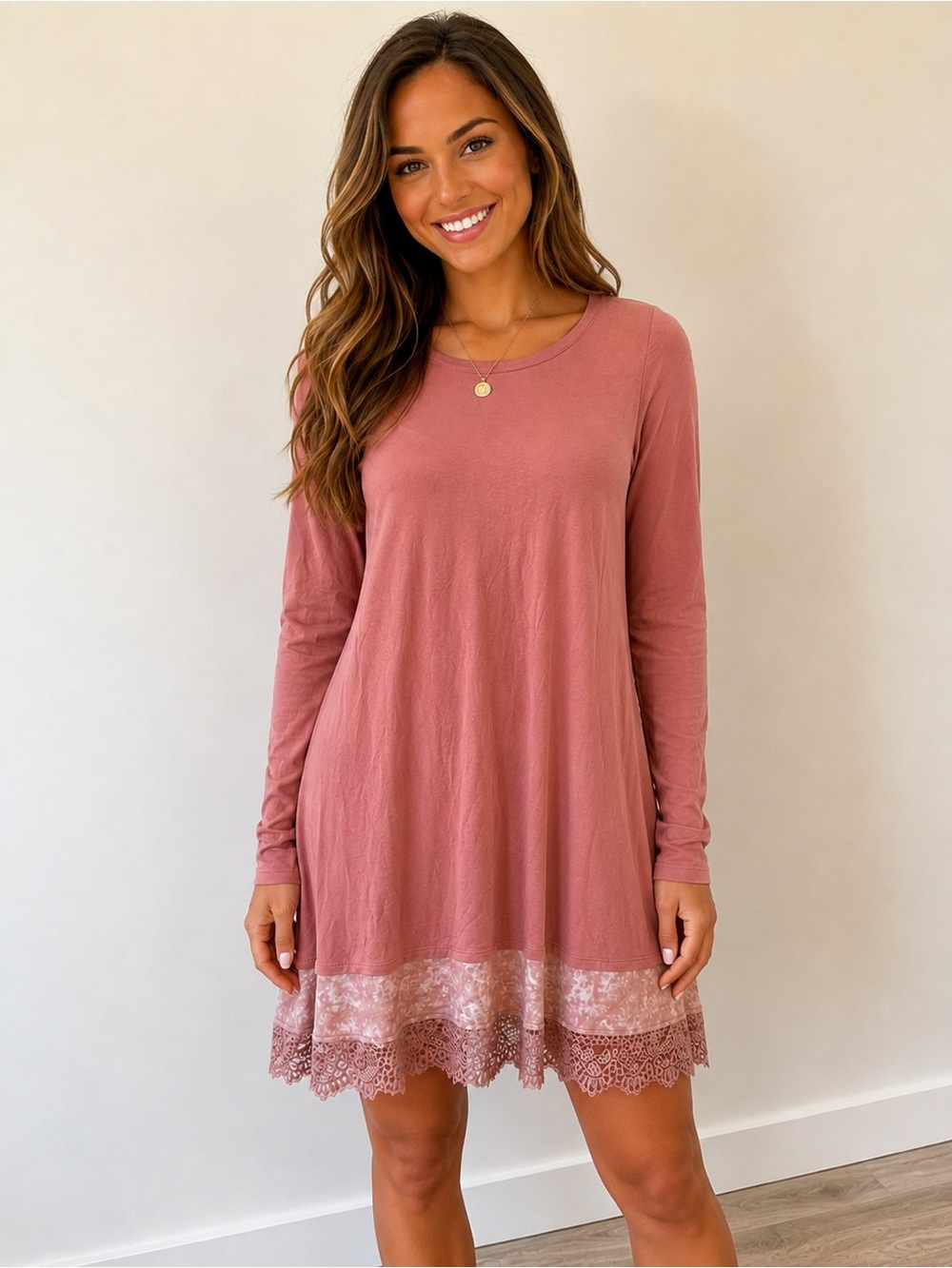 Women’s Long Sleeve Dusty Rose Dress Size Small